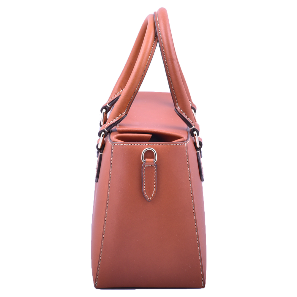 Freedman's Dormeuse Bag: Classic and Elegant Women's Handbag side profile, Pink Leather with Detailed Stitching