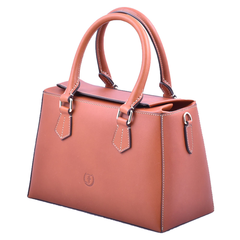 Freedman's Dormeuse Bag: Pink Leather Handbag with Top Handle and Gold Hardware