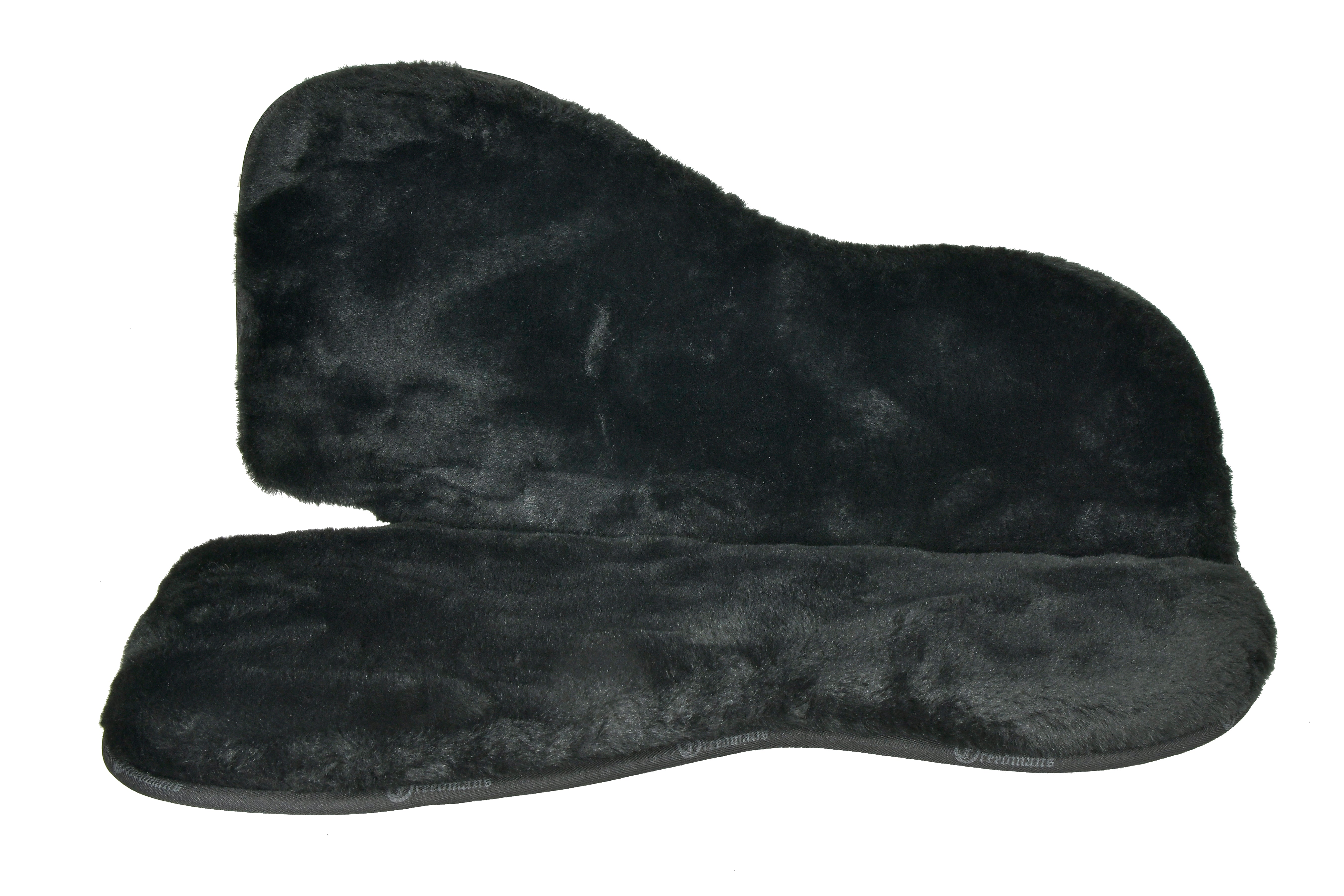 Black Acavallo gel/silicone and memory foam half pad with cut-back design and black eco fleece lining - backside
