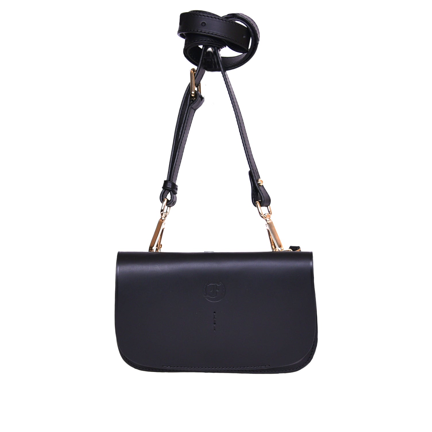 Freedman's Newcastle Belt Bag in Black Leather with adjustable strap