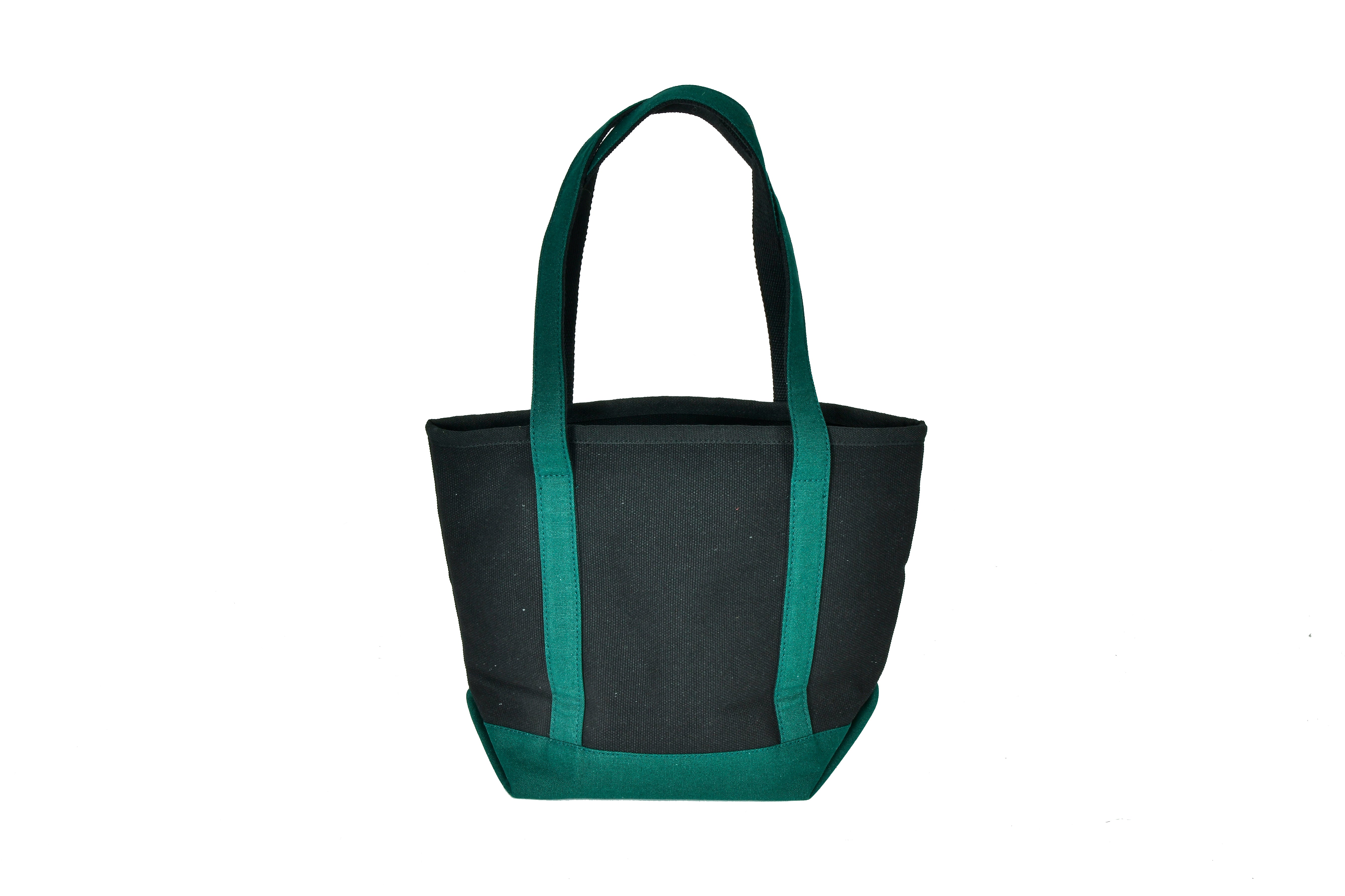 Back View of Fitzroy Small Cotton Tote: Simple and Functional Design with Green Straps