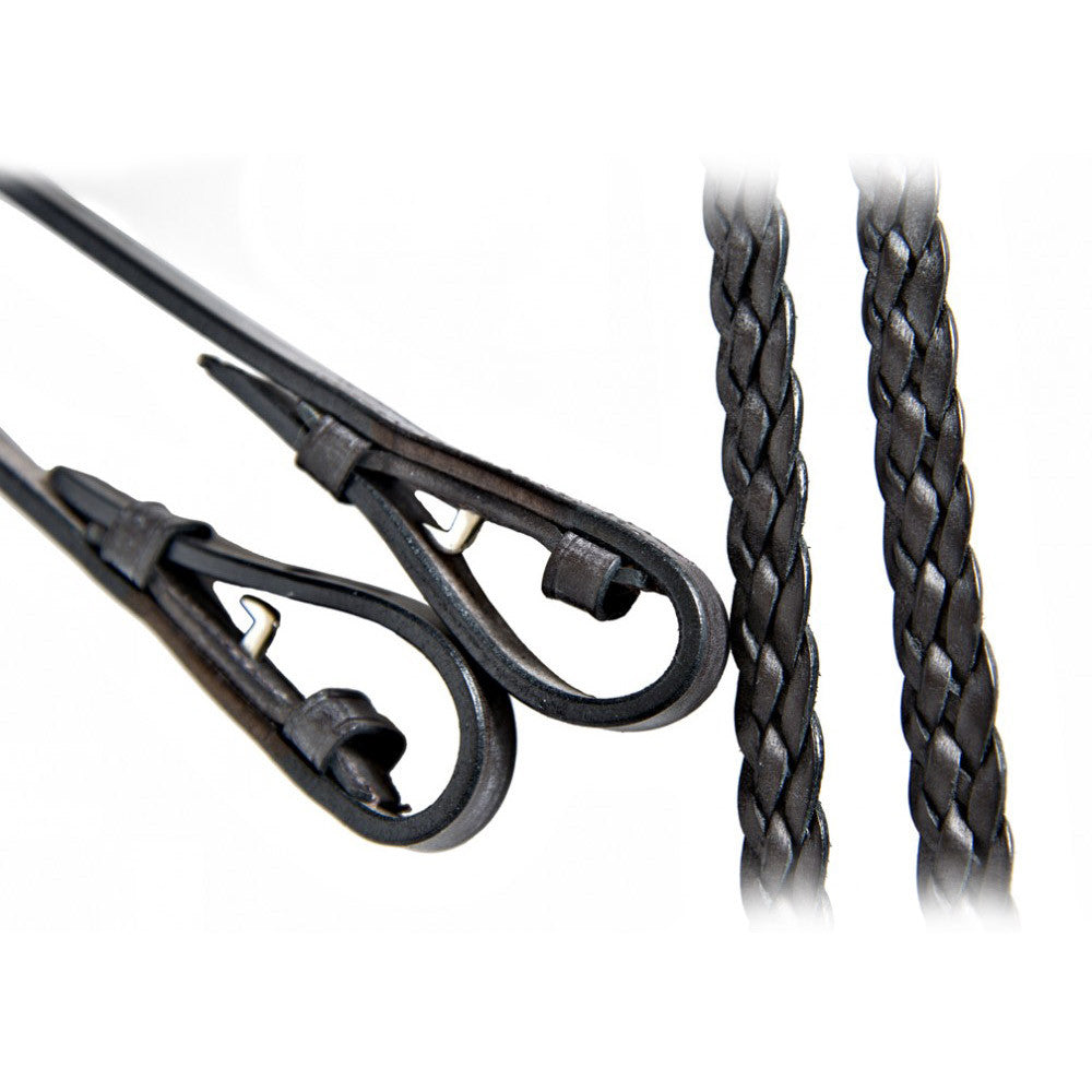 Close-up of Braided Reins (Plaited) on a white background.