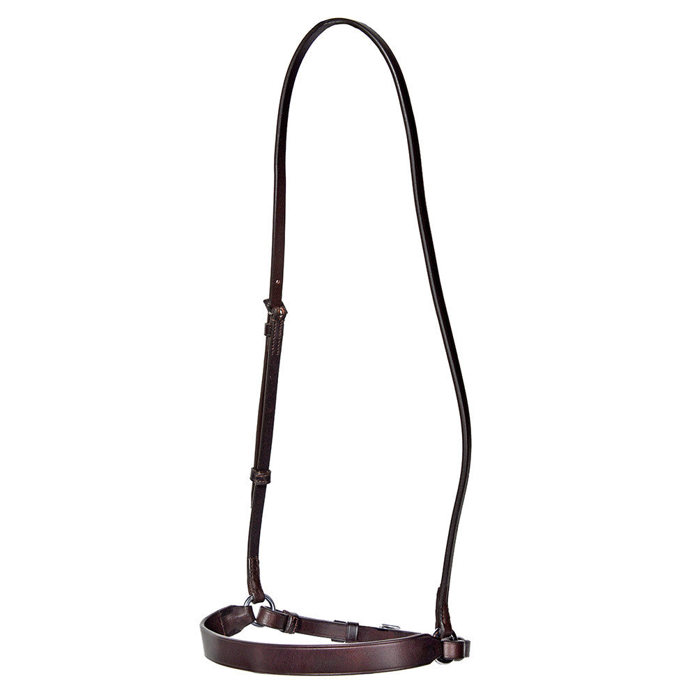 Close-up of Draw Tight Caveson: Leather Horse Training Equipment with Adjustable Straps and Buckles