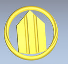  Gold triangle within a gold ring. This the logo for Clayfield Stables for custom browband 