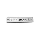 Chrome engraved metal halter plate with the text 'FREEDMAN'S' on it, typically used for marking ownership on horse halters.