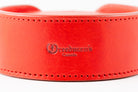 Set of Red Leather Coasters in Holder by Freedman's, Each Coaster Features Distinctive Logo and "Canada" Marking