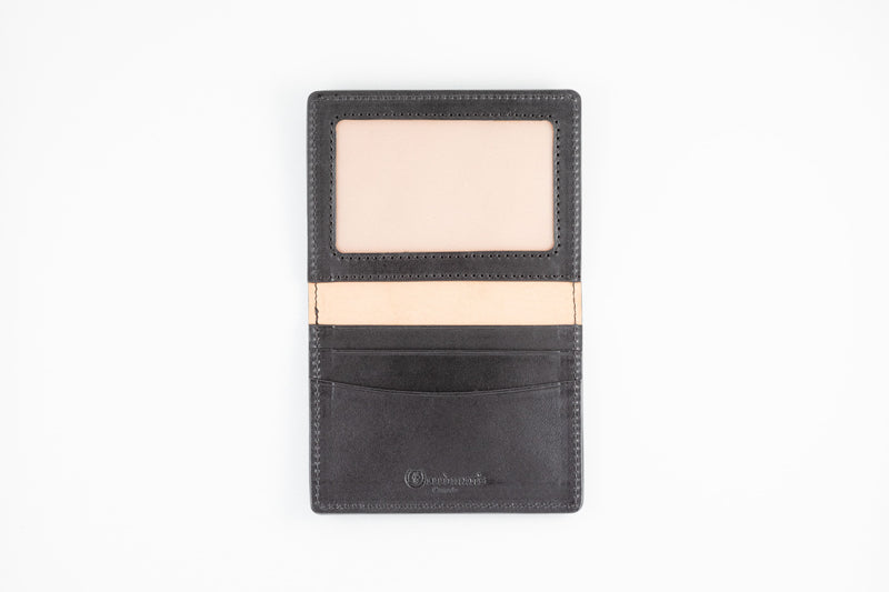 Freedman's Credit Card Holder: Black Leather Wallet, Open View Showing Card Slots and ID Window