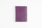 Freedman's Credit Card Holder: Slim and Durable Wallet, Close-Up on Leather Texture and Stitching - Purple
