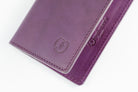 Freedman's Credit Card Holder: Logo Detail on Purple Leather