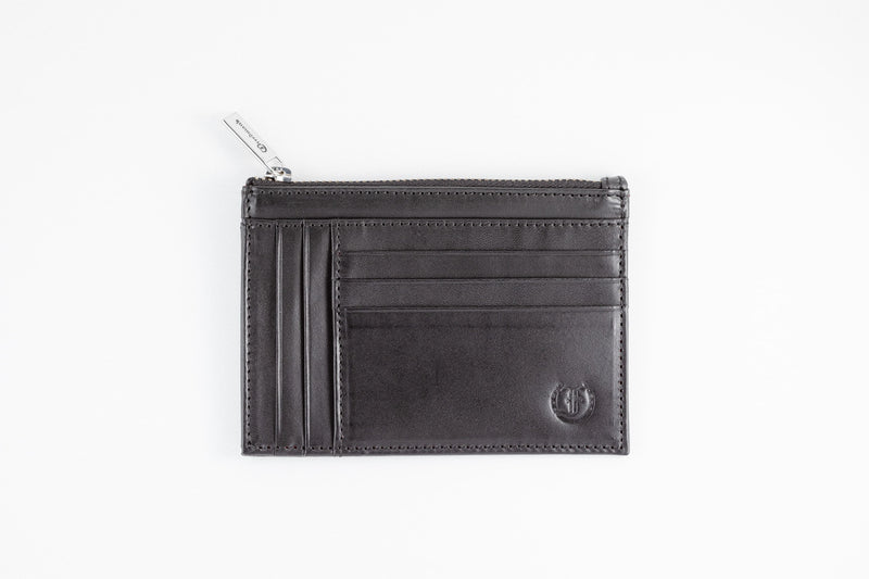 Freedman's Credit Card Zip Top Wallet: Black Leather Wallet with Zipper Compartment and Card Slots