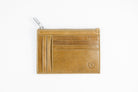Freedman's Credit Card Zip Top Wallet: Olive Leather Wallet with Zipper Compartment and Card Slots