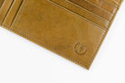 Freedman's Zip Top Wallet: Close-up of Interior Card Slots and Embossed Logo Detail
