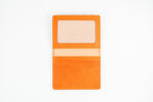 Freedman's Credit Card Holder: Black Leather Wallet, Open View Showing Card Slots and ID Window - Orange