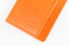 Freedman's Credit Card Holder: Logo Detail on Orange Leather