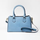 Freedman's Dormeuse Bag: Blue Leather Handbag with Top Handle and Gold Hardware