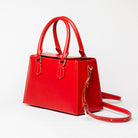 Freedman's Dormeuse Bag: Red Leather Handbag with Top Handle and Gold Hardware