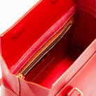 Freedman's Dormeuse Bag: Red Leather Handbag with Top Handle and Gold Hardware