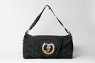 Team Freedman's Duffel Bag, black with gold logo and shoulder strap.