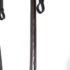 Close-up of brown leather Square Fancy Stitched Hunter Breast Plate by Freedman's showing detailed stitching and leather loops, on a white background.