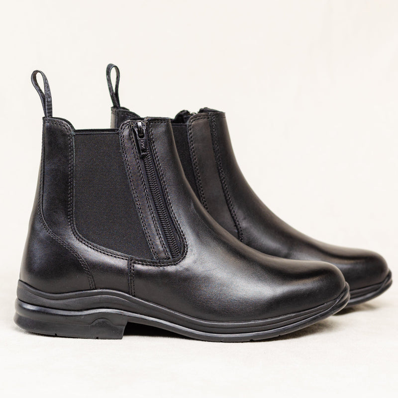 Freedman's Pisgah Jodhpur Boot, black leather with front zip and elastic sides, classic riding boot style.