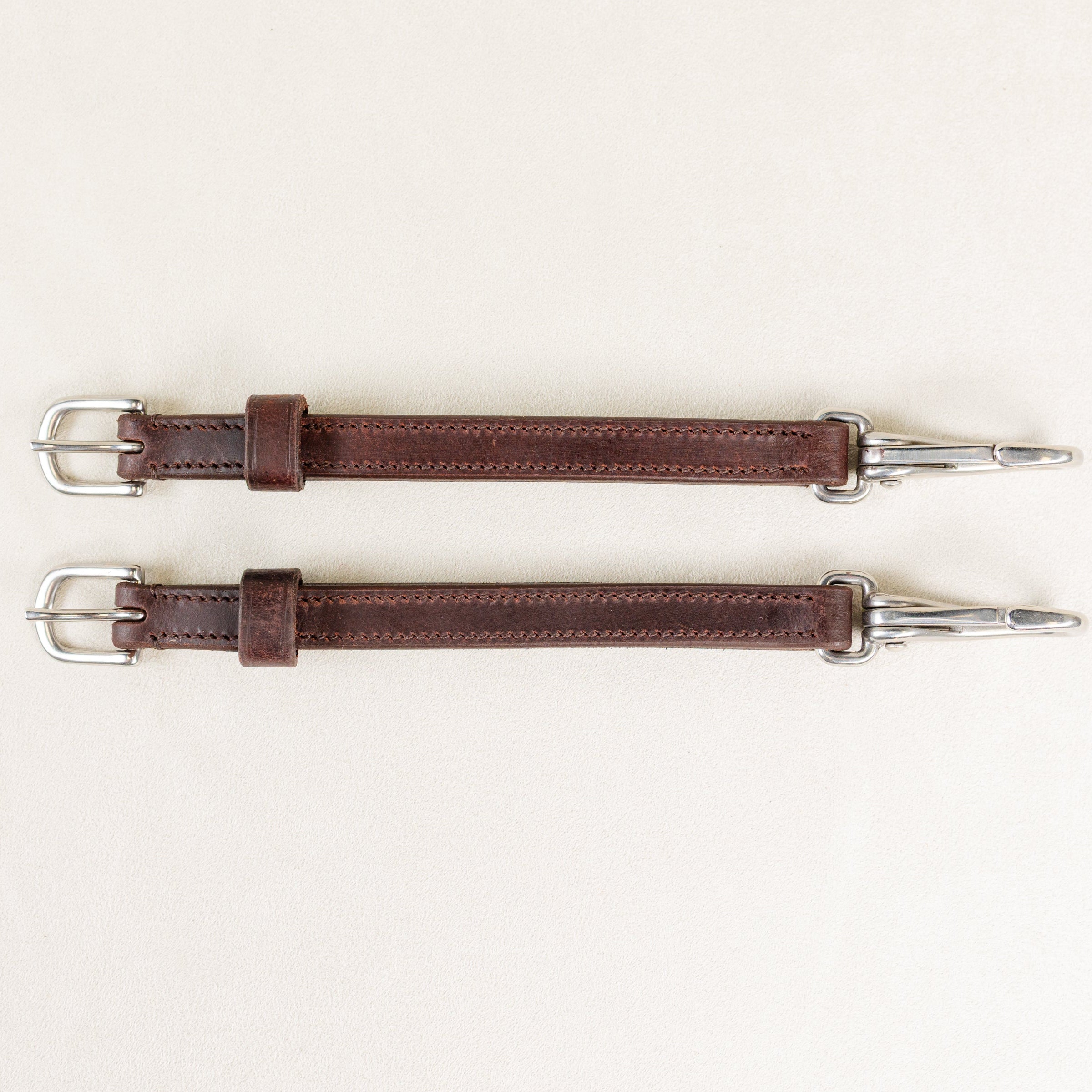 Pair of ACTraining Snap Bridle Replacement Cheeks, Brown Leather, with Buckle and Snap Closures, Horse Bridle Part
