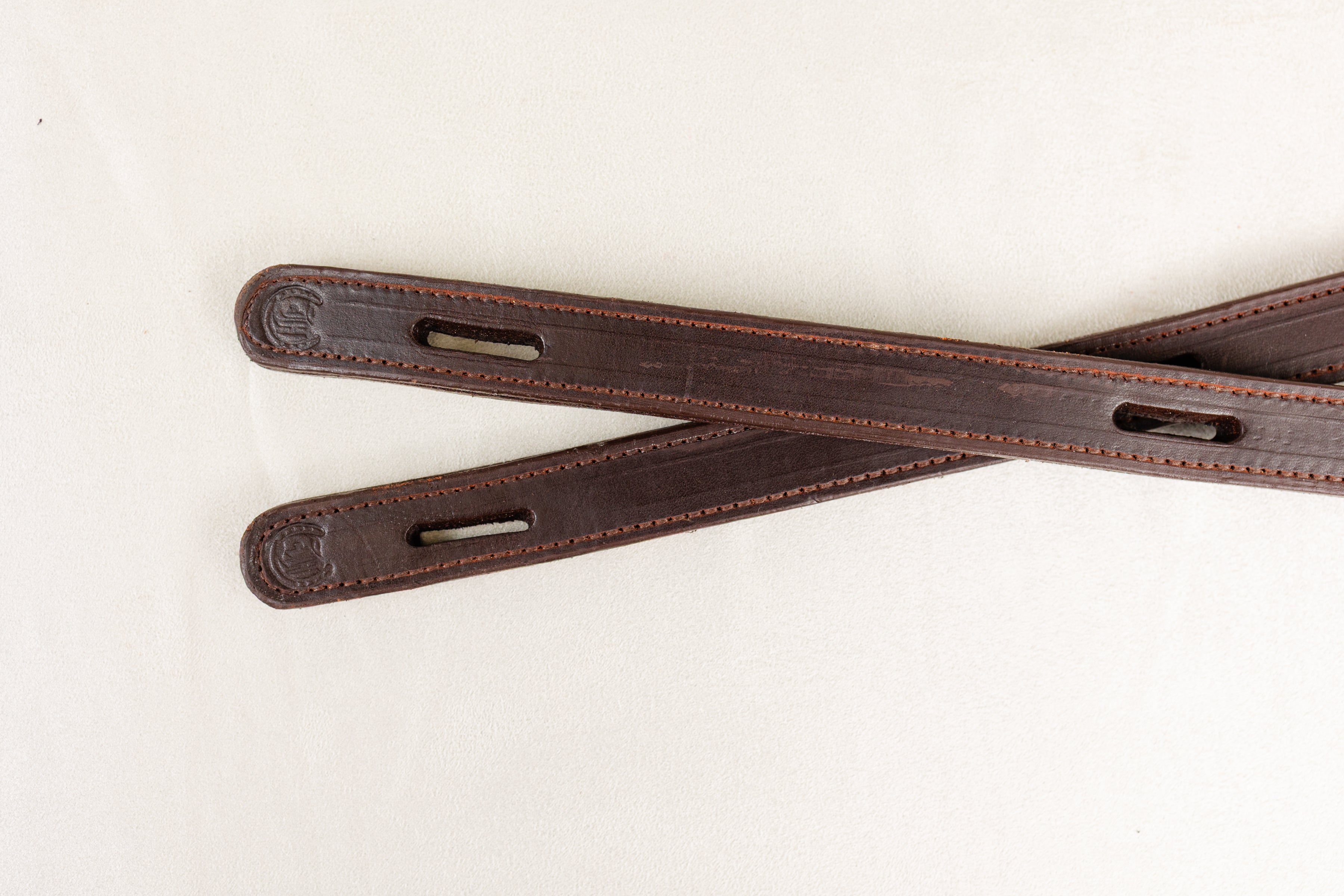Detailed View of Slotted Holes and Stitching on ACTraining Snap Traces, Horse Harness Part