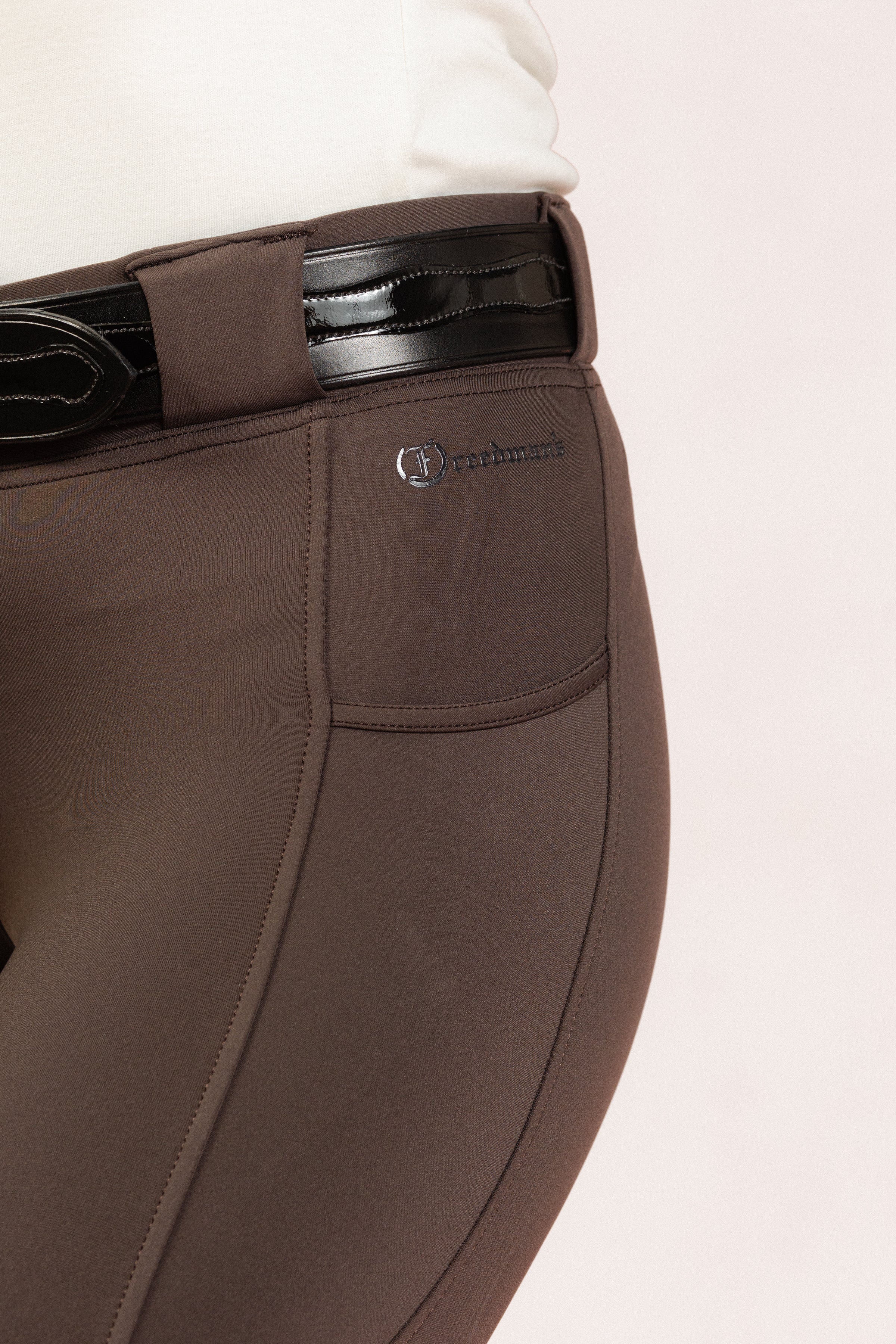 After Dark Brown Jods with a visible Freedman’s logo on a light background, made by Freedman’s Harness.