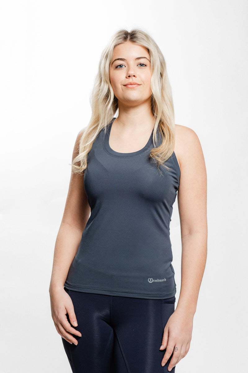 Graphite Grey Ladies' Tous les Jours Essential Tank Top, featuring a subtle logo detail.