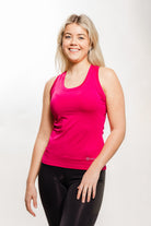 Magenta Pink Ladies' Tous les Jours Essential Tank Top, featuring a subtle logo detail.