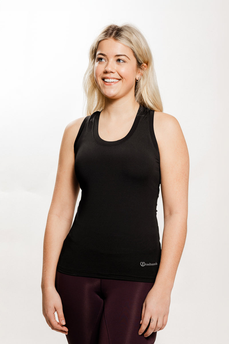 Black Ladies' Tous les Jours Essential Tank Top, featuring a subtle logo detail.