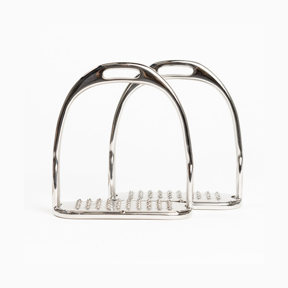Logo Hunter Stirrup Irons with Permanent Pick Stainless Steel Treads