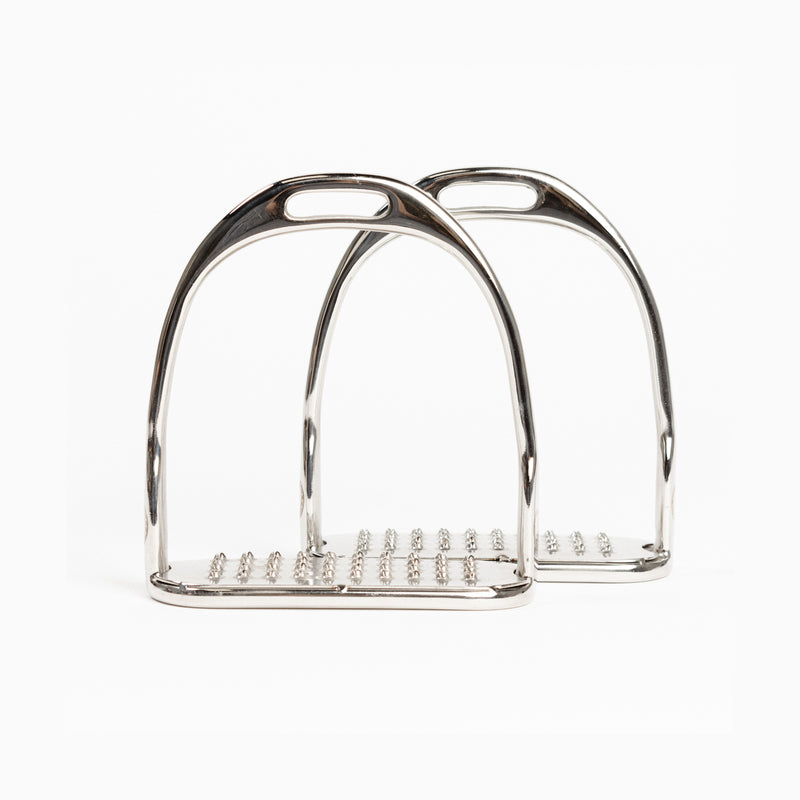 Logo Hunter Stirrup Irons with Permanent Pick Stainless Steel Treads