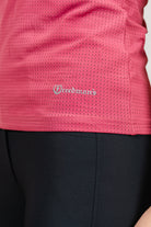 Pink Laser Top with 'Freedman's' logo close up detail