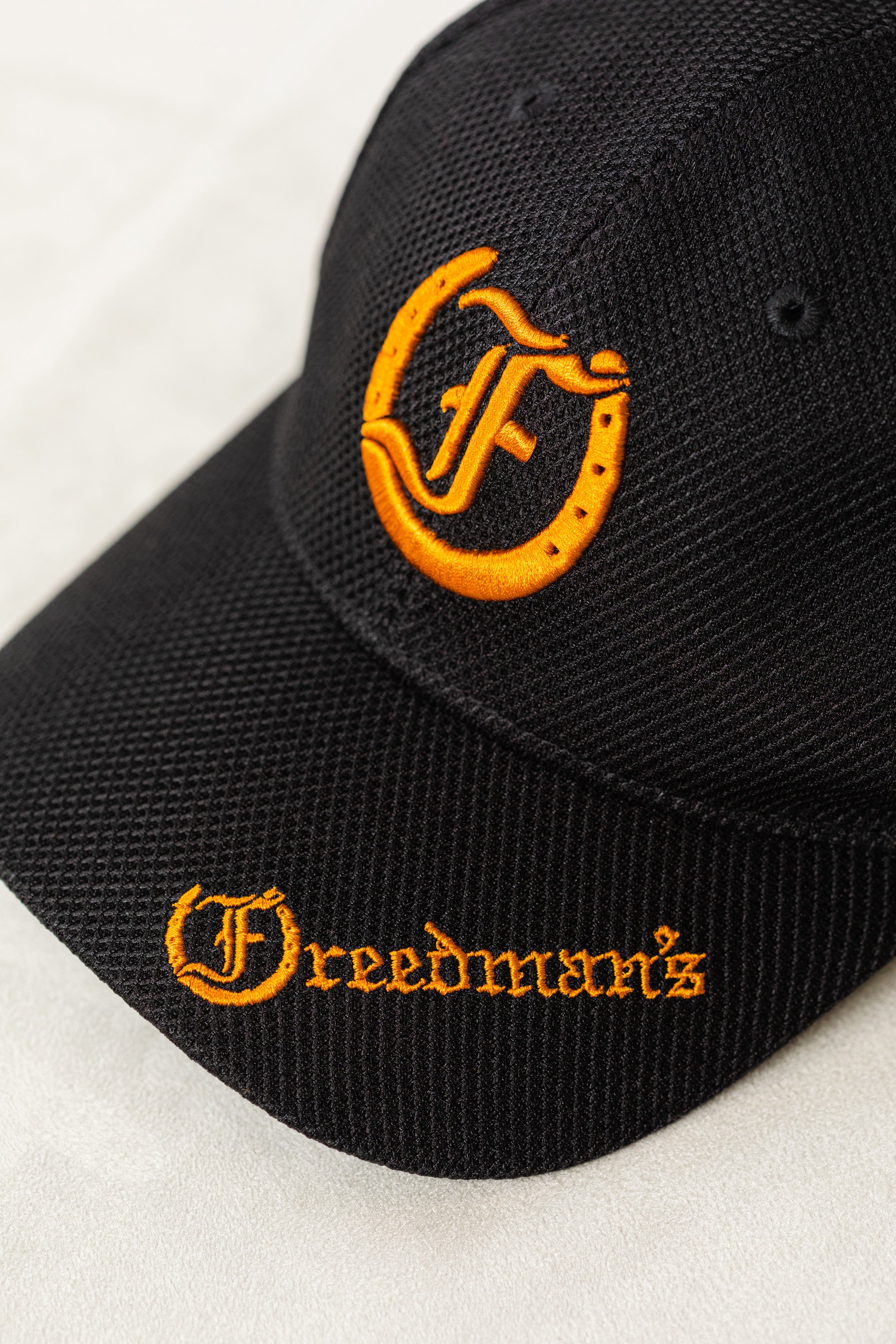 Black Mesh Ball Cap - Freedman's Lightweight Hat with Embroidered Logo and Brand Name
