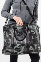 Freedman's Victoria Tote Large, Camouflage Patterned Leather Tote Bag with Dark Trim and Handles