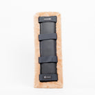 Black Fleece Back Pad by Freedman's, back view of textured tan fabric"