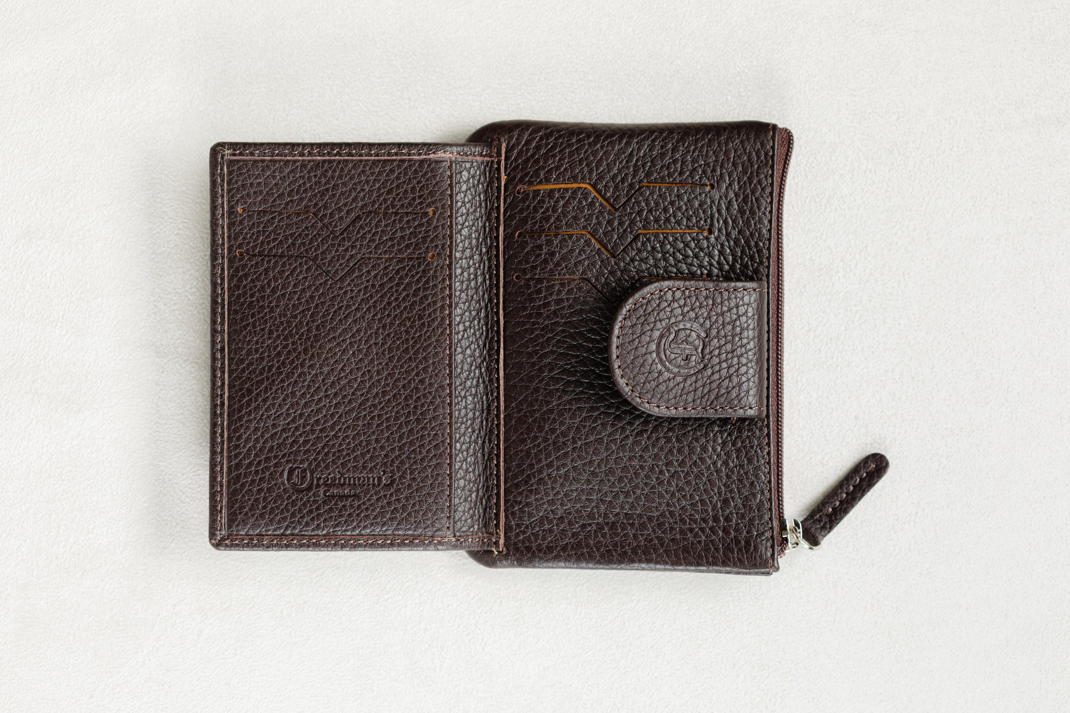 Interior View of Brown Leather Freedman's Ladies Medium Wallet with Card Slots