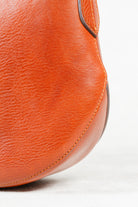 Chestnut Leather Detail of Freedman's Murphy Bag, Showing Grain and Hand-Stitched Seam
