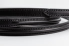 Close up of the  Raised Dog Leash showing gold clasp and detailed stitching.
