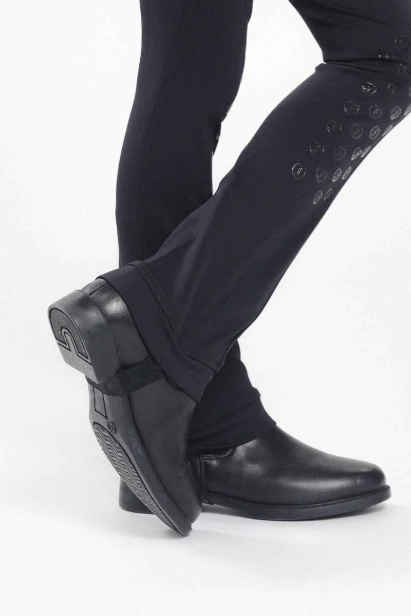 Kids' Jodhpur Boot: Black Leather Low-Profile Boots with Elastic Side Panel and Rubber Sole