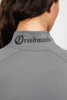 Close-up of Ladies Arum Jacket Back Showing Freedman's Logo and Collar Detail