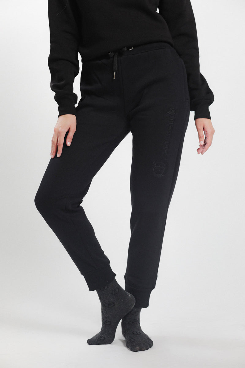 Ladies' Joggers Black frontFreedman's Ladies' Joggers: Black Joggers with Equestrian Style, Relaxed Fit, Soft Fabric, and Subtle Branding. Closer view