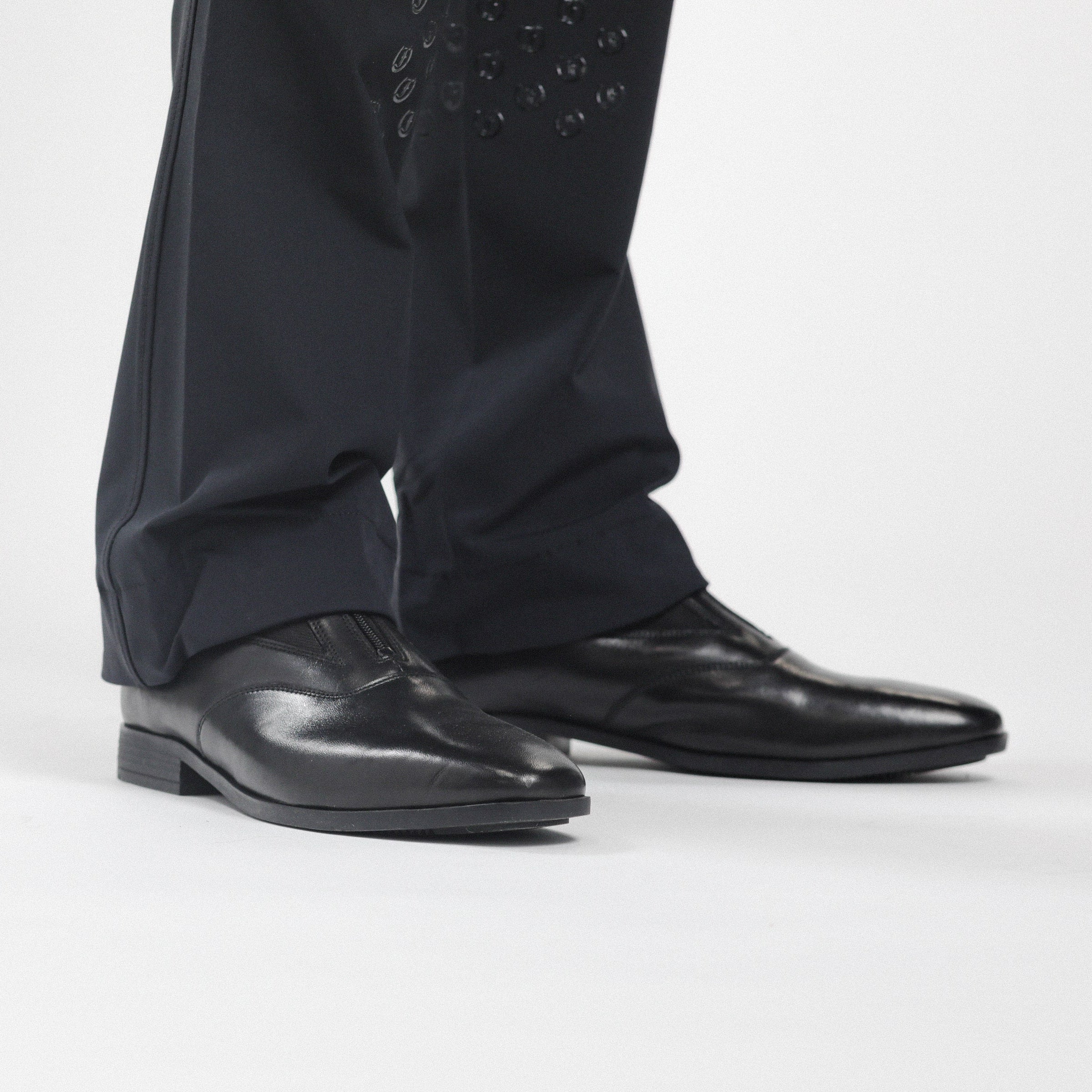 Close-up of Men's Paddock Boots by Freedman's, polished black leather, formal dress shoes