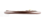 Side view of brown leather Round Dog Collar by Freedman's, showing rolled edge construction on white background.