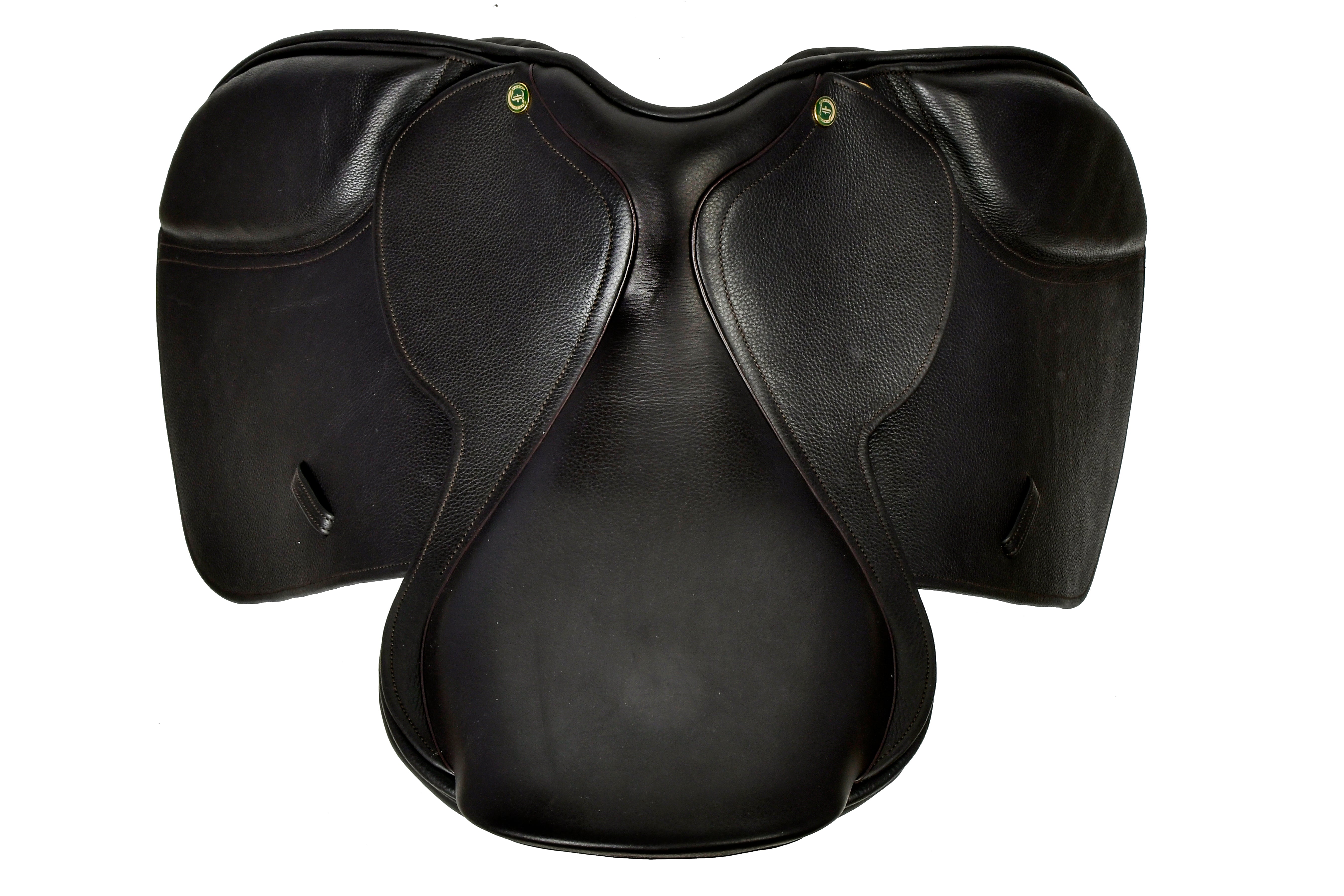 Black Centennial Hunter Saddle, top view, on a white background.

