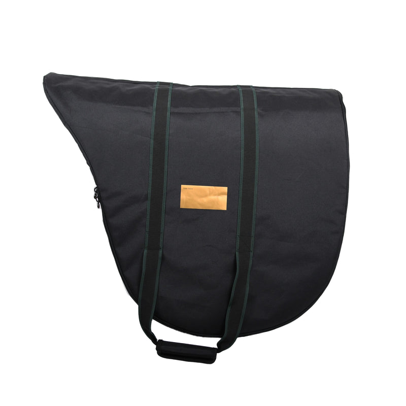 Freedman's Saddle Carrier Bag: Black Fabric Bag with Gold Embroidered Brand Logo and Carrying Straps