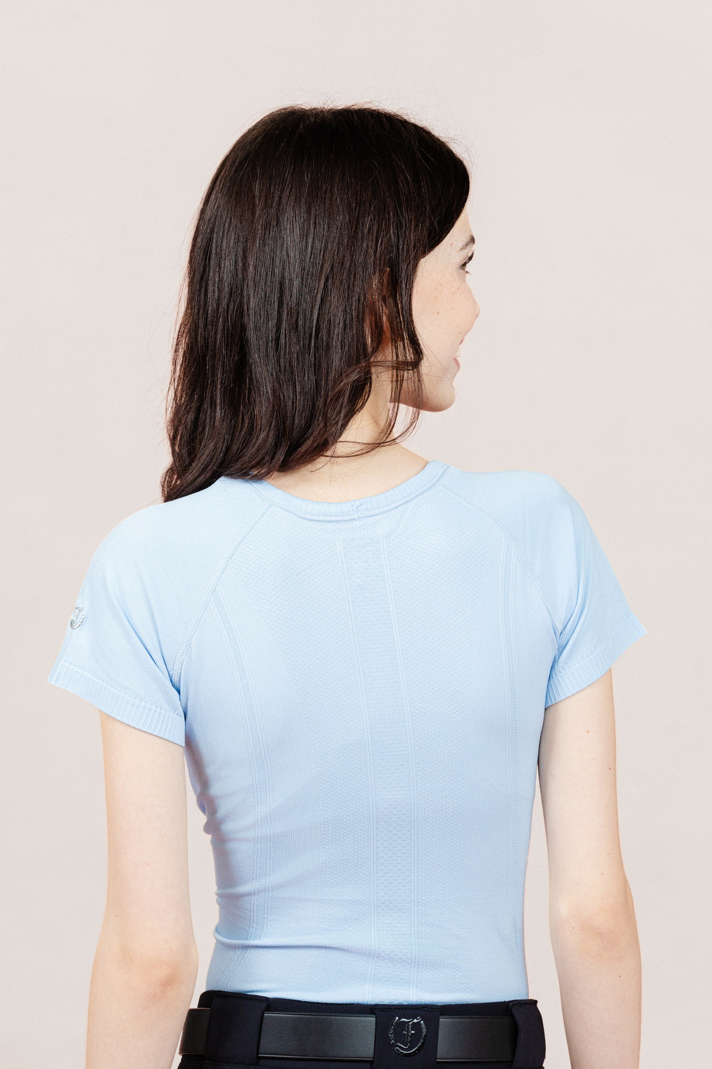 Freedman's Seamless T-Shirt in Ice Blue – Stylish and breathable short-sleeve riding top, perfect for equestrian and activewear enthusiasts. Back View