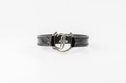 Sterling Silver F Logo and Black Patent Bracelet