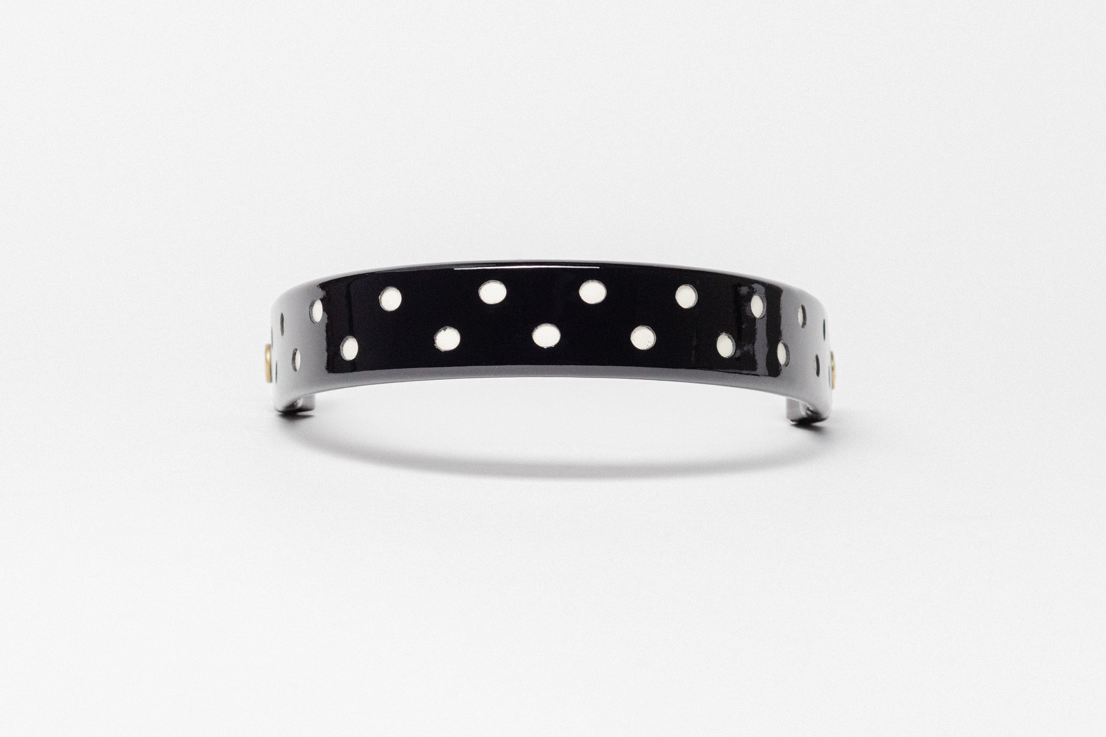 Freedman's Wide Tapered 13" Browband, black patent with small white dots.