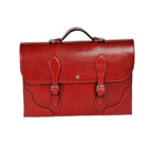 Freedman's Classic Briefcase: Red Leather Briefcase with Flap Closure, Buckle Details, and Top Handle